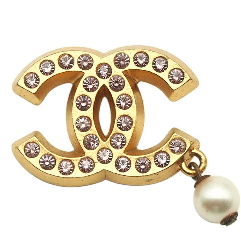 Chanel Cc Logo Brooch Gold-Tone Metal #336663C56B